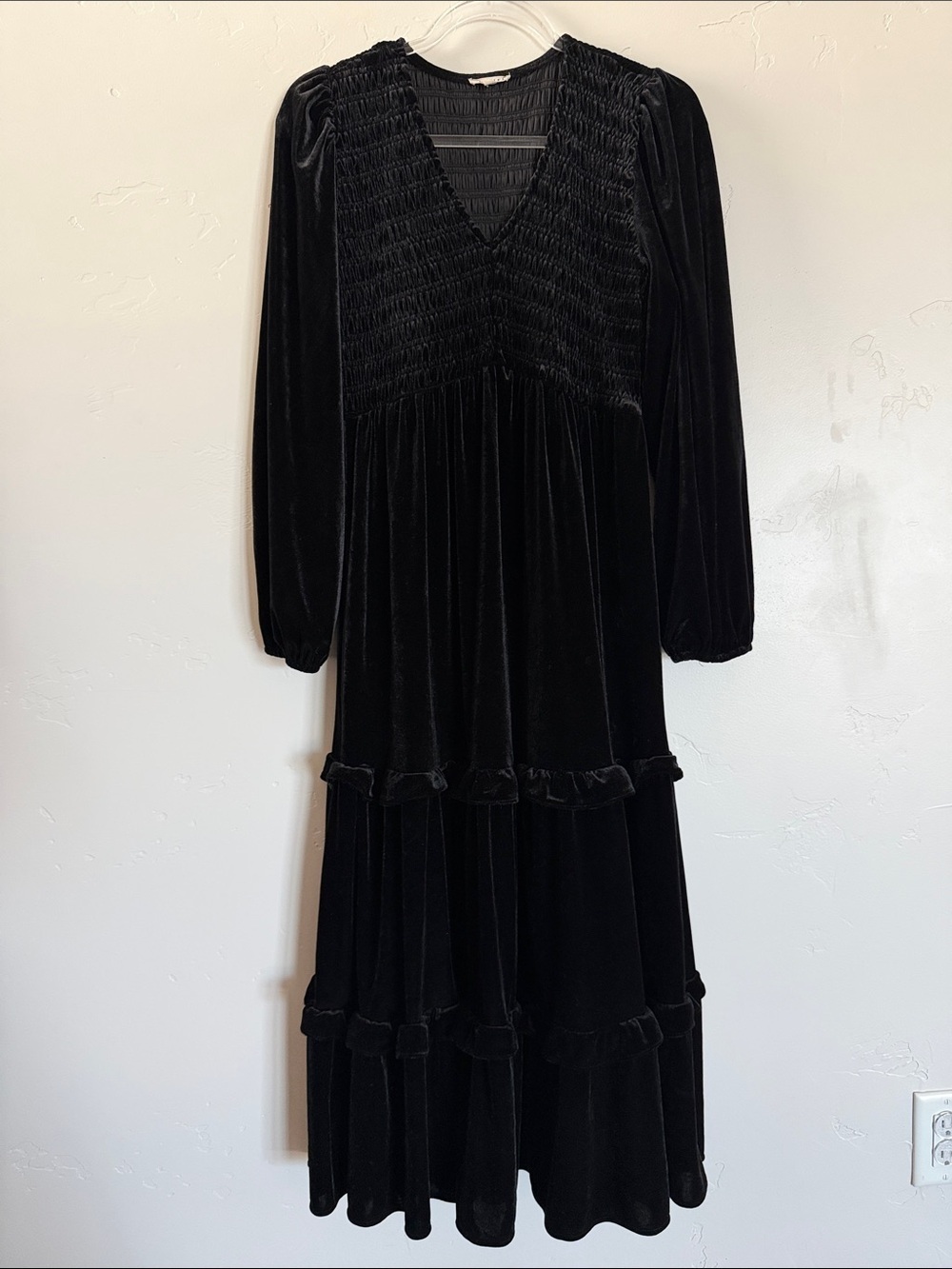 Black Velvet Tiered Maxi Dress Romantic Evening Dress